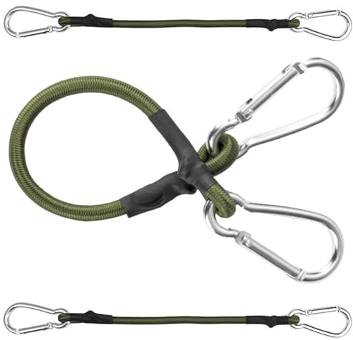 HAYGEM 3 Piezas Tensor de Goma con Mosquetón 30 cm, Pulpos Elasticos Fácil de Transportar, Cuerda Elastica con Mosquetones Dobles de Aluminio para Uso en Exteriores, Adecuada para Atar y Fijar