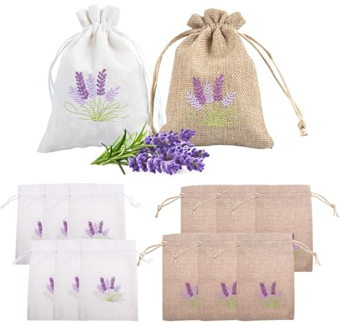 duisoad 12 Stück Lavendelsäckchen, Lavendel Beutel Leer, Lavendelbeutel Leinensäckchen für Lavendel, Gewürze, Kleiderschränke, Autos