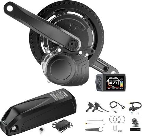 Varstrom TSDZ Motore Centrale 36V 250W TSDZ2B con Schermo LCD EKD01 Multilingua con Batteria da 36V13ah, Kit di Conversione Bici Elettrica TSDZ2 2024 Versione Motore Centrale Sensore di Torque
