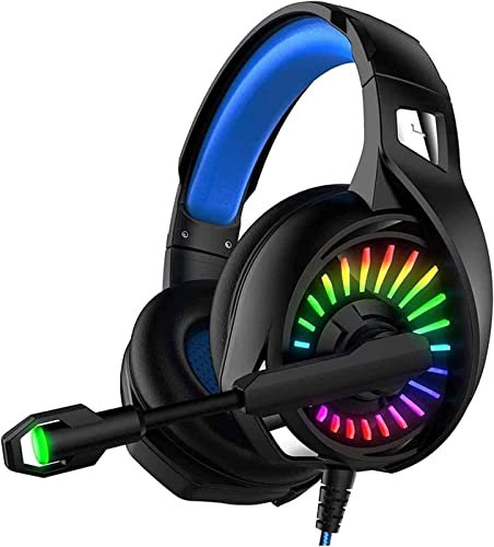 Auriculares for juegos con sonido envolvente estéreo, auriculares for juegos PS4 con micrófono y luz LED Auriculares con cancelación de ruido sobre la oreja Compatible con el controlador PC PS4, el ci