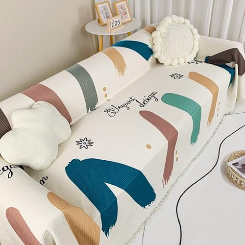 Sofa Überwurf Braun Blau Orange Decken für Sofa Polyester Kuscheldecke Mehrzweck Decke für Sofa Sofadecken Langlebig Sofa Überzug Waschbar Couchschoner Mit Quasten Plaid Decke für Sofa 180x180cm