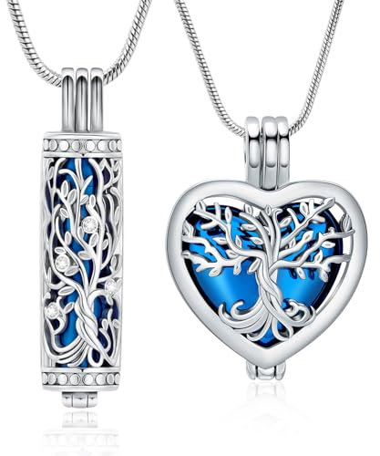 VCCWYQK Collier urne funéraire pour cendres avec fiole en verre creux, cylindrique, médaillons commémoratifs pour femmes, hommes, animaux domestiques, taille unique, Acier inoxydable, Pas de gemme
