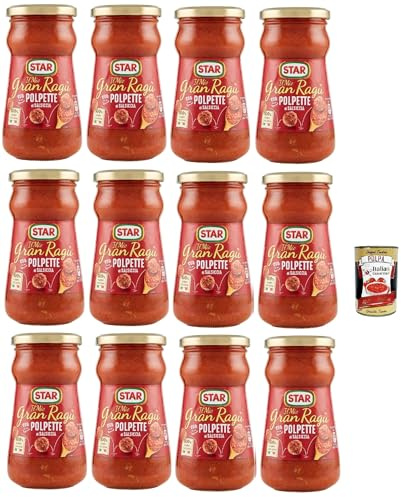 Star Il Mio Gran Ragu' con Polpette di Salsiccia,Tomatensauce mit Schweinefleisch und Wurst Frikadellen, Glas, 12x 360g + Italian Gourmet polpa 400g