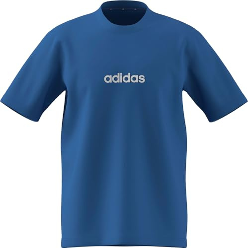 adidas Men's Essentials LINEAR Single Jersey Tee, ray Blue/Off White, 4XL