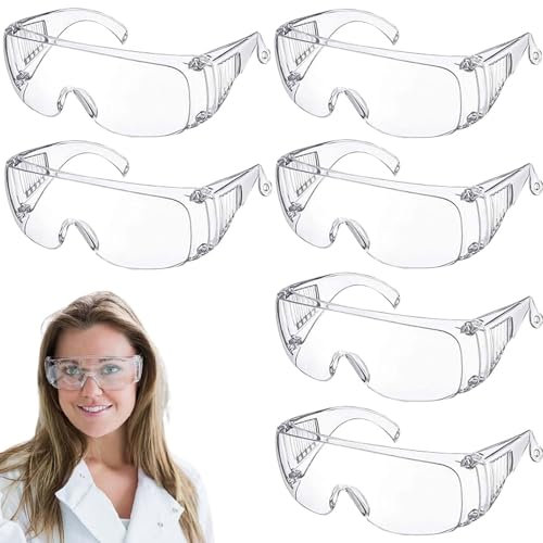 ClcIosis 6 gafas de seguridad, transparentes, gafas de seguridad para el laboratorio y la vida cotidiana para taller, para uso en laboratorio, para niños, hombres y mujeres