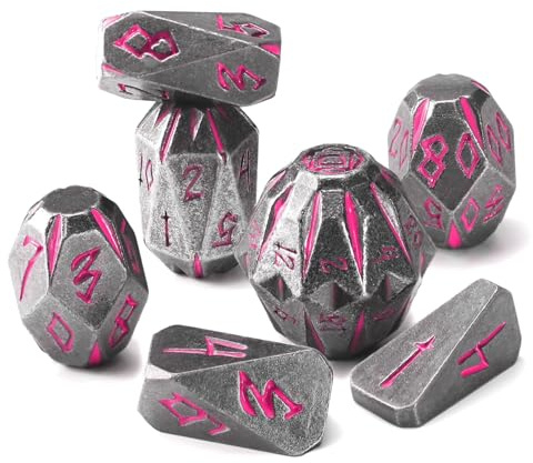 DND Würfel Set Metall Polyedrische Würfelset, 7Pc/Set DND Dice(Black Pink) | ZHOORQI Stonehenge Thema D and D Dice für Dungeons and Dragons, TTRPG Rollenspiel Tischspiel Cool & Mystisch Würfel Zubehör