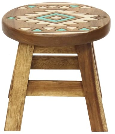 Oriental Galerie Blumenhocker Beistelltisch Rundhocker Hocker aus Holz Holzhocker leicht & stabil Türkis 25 cm