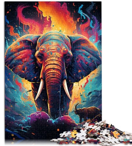 1000-teiliges Puzzle für Erwachsene bunter Elefant anspruchsvolles Spielspielzeug 26 x 38 cm Stressabbau Urlaub zu Hause Zeit totschlagen