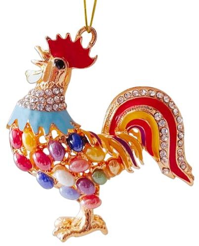 Weihnachtsanhänger Huhn Auto Pferdeformen Anhänger Weihnachten Deko mit Strasssteinen Hängender Christbaumschmuck in Form von Süßen Küken Autos Pferden für Weihnachtsbaum Partydekoration (Küken)
