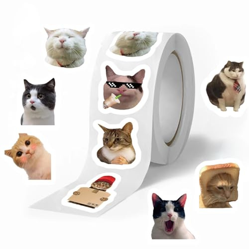 500pcs Cat Meme-Aufkleber Rollen, Niedliche Und Lustige Aufkleber Wasserdichte, Autoaufkleber Für Laptop Flasche Armband Teenager Erwachsene Weihnachten Halloween, Weihnachten Und Zuhause