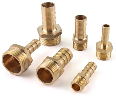 Raccord de tuyau en laiton 4 mm, 6 mm, 8 mm, 10 mm, 12 mm, raccord cannelé mâle BSP 18, 14, 12, 38, adaptateur de coupleur en cuivre Raccords de tuyauterie(8mm Barb,1/4)