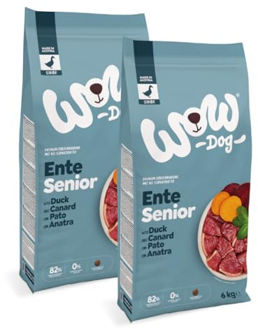 WOW Dog Senior Hunde Trockenfutter Ente 2 x 6kg | ohne Getreide & Zucker
