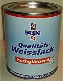 Passat Weisslack hochglänzend / 2 L/aromatenfreier Kunstharzlack für alle Anstriche auf Holz und Metall im Innen- u. Außenbereich, geruchsarm, gut deckend, glanzstabil