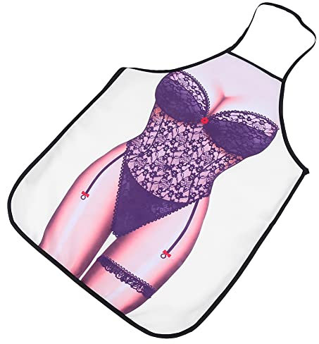 Schürzen Sexy, Lustige 3D-Kochschürze Mann Frau Schürze Kreative Kochschürzen für Freund Geschenke Spaß Party Küche Gag, Geschenkideen (Schwarze Spitze Frau)