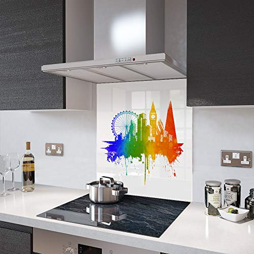Glass Splashbacks 'Pride' London on White Glass - Premier Range in 80cm Wide x 60cm High