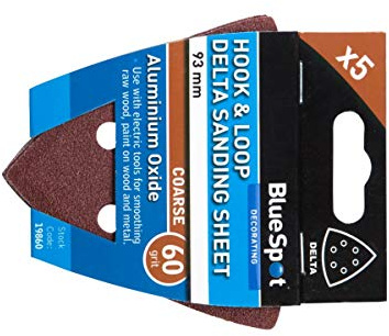 Bluespot 19860 93mm 5 Pack 60 Grit Delta Sanding Sheets