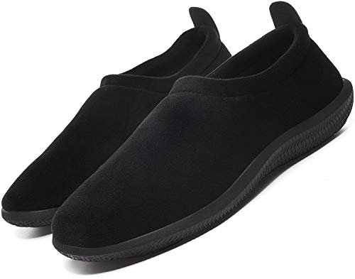 Zapatillas de Estar Invierno Hombre Mujer Pantuflas de algodón con Cálido Comodidad Antideslizantes Suave Memoria Mocasín Pantuflas,Negro,40 EU