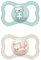 MAM Air Ciuccio in Set da 2, in Silicone Skinsoft con Custodia Porta Succhietto, 6-16 Mesi, Azzurro & Neutro
