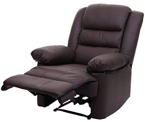 Mendler Fernsehsessel HWC-G15, Relaxsessel Liege Sessel, Leder + Kunstleder 101x87x100cm - braun