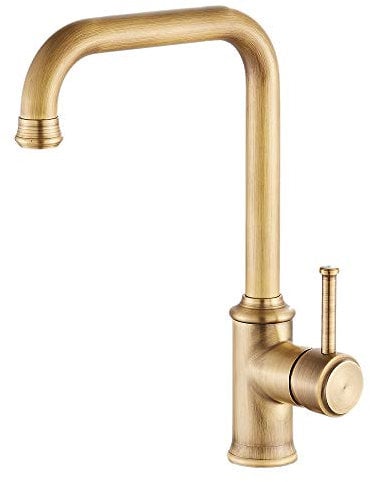 Robinet d'évier de cuisine avec bec pivotant Robinets d'évier à levier en laiton antique Robinet de mélangeur d'évier de cuisine moderne contemporain Gudetap GT10222A