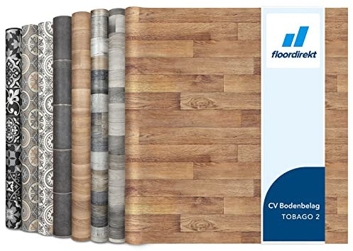 Floordirekt, Tobago 2 - Rivestimento per pavimenti in vinile, al metro su misura, per cucina e balcone, effetto legno, effetto piastrelle, robusto e facile da pulire, 100 x 200 cm