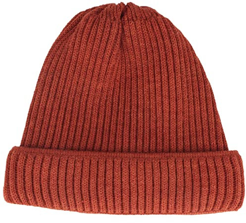 Breiter Strickmütze XXL für größere Köpfe, Wintermütze, Beanie aus Merinowolle, Terra, XXL