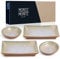 Moritz & Moritz 4-tlg. Sushi Geschirr Set für 2 Personen - Sushi Servierset mit 2x Sushi-Teller und 2x Sushi Dip-Schälchen – Beige-Lila mit Reaktiver Glasur
