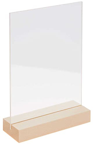 Rico Design Holzaufsteller mit doppelter Acrylscheibe, 10 x 15 cm