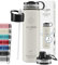 Trinkflasche Edelstahl ACTIVE FLASK + Strohhalm (3 Deckel) BPA-frei, Auslaufsicher, Kohlensäure geeignet - Wasserflasche Fahrrad Thermosflasche Isoliert Isolierflasche Sport Wasser Flasche Kinder Tee