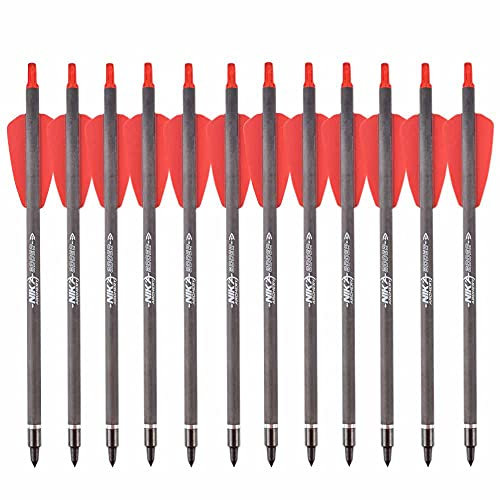 NIKA ARCHERY 7,5 Zoll Armbrustschrauben Carbonpfeile mit 2 Flügeln für Cobra System R9 Bogenjagd, 12er Pack