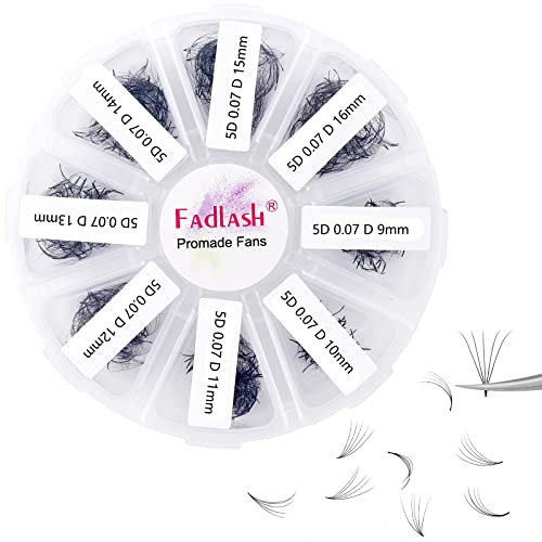 Premade Volume Eyelash Extensions 5D 0.07 D Curl 1000pcs Russian Lashes 9-16mm Mixed Tray Pre-Made Russian Lashes Handmade Promade Loose Fans