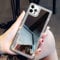 Cavdycidy Designer for iPhone 14 pro Mirror Case for Women with Bling Rhinestone, Stick on Mirror for Phone Case,Luxury Shiny Crystal Protective Cover for Outdoor Makeup for Girl(Glitter Diamond)