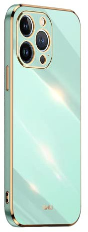 EASSGU [Telaio Elettrolitico Custodia per iPhone 14 Pro (6.1 Inches) Cover Protettiva in Morbido Silicone TPU - Verde