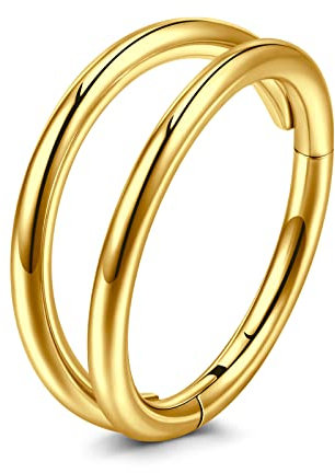 VFUN 16G 8MM 316L Edelstahl Septum Piercing Hinged Clicker Ring Conch Piercing Ring Segmentring Daith Helix Piercing Nasenpiercing Schmuck Tragus Piercing Ohrring Gold