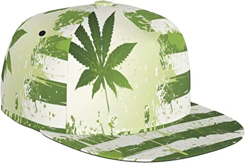 LOUJIN Gedruckt Baseball Cap Gras Topf Blatt Snapback Verschluss Männer Hut Schwarz, Fotofarbe, One size