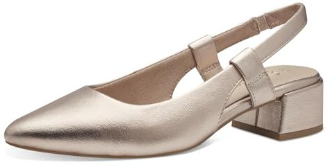 MARCO TOZZI Damen Slingpumps mit Blockabsatz Vegan, Beige (Platinum), 40 EU