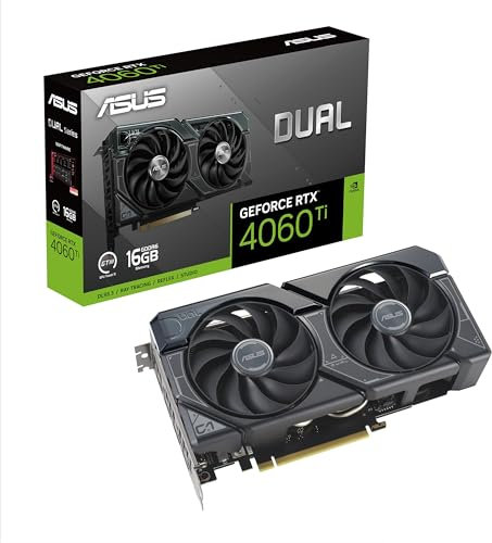ASUS Dual GeForce RTX 4060 Ti 16GB GDDR6 Gaming Graphics Card (Nvidia RTX4060 Ti DLSS 3, PCIe 4.0, 1x HMDI 2.1a, 3X DisplayPort 1.4a, Black, DUAL-RTX4060TI-16G)