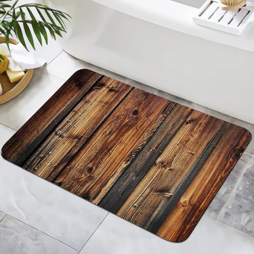 HommomH Badvorleger, Westernland-Holztür, Badezimmerteppich, 61 x 43,2 cm, schnell trocknend, rutschfest, super saugfähig, waschbar