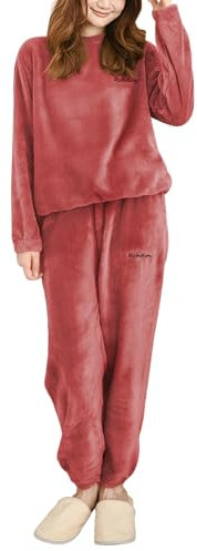 Hveuluop Gieen Conjunto de Pijama de Terciopelo para Mujer - Conjunto de Pijama Peludo de 2 Piezas, Conjunto de Ropa de Estar por Casa de Talla Única y Esponjosa para Mujer de Talla Inferior a 46