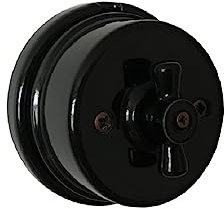 Invertitore Rotativo in Porcellana con Comando Asola Nera diametro 80mm, Facile Installazione – Design Vintage per Impianti Elettrici a Vista – Materiale Resistente e Sicuro