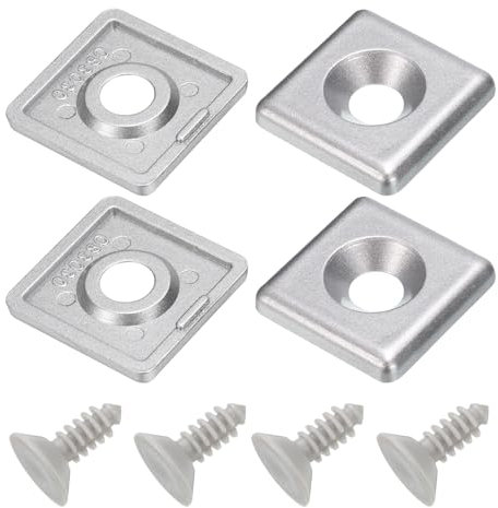 sourcing map 4Pcs 3030 EU Standard T-Slot 9mm Hole Dia Aluminum Extrusion End Cap 30x30mm/1.18x1.18in Silver for Fish Tank Rack, Storage Rack with Push-in Fastener