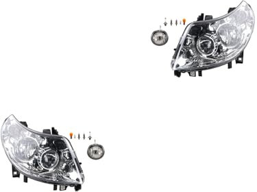 Johns, Scheinwerfer Satz Halogen Front passend für Citroen Jumper III 06-10 H7 H1 Links & Rechts + Nebelscheinwerfer + Leuchtmittel