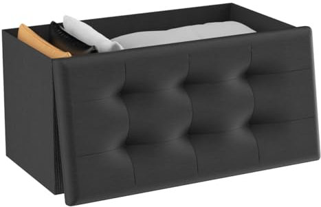T-LOVENDO.ES Puff o Banco de almacenaje Plegable- Taburete Reposapiés Otomana- Baúl de Almacenamiento para Cama- Dormitorio- salón-Comedor- Recibidor- 38x76x38cm. Soporta 300kg.