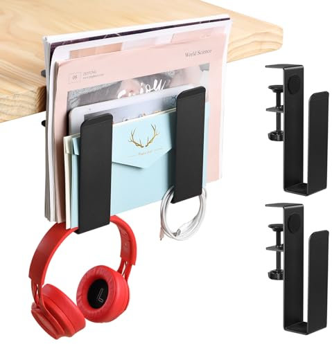 AnExer 2PCS Schreibtisch Organizer Seite Büro Organisation, Kein Bohren Tisch Organizer, Schreibtischorganizer für 0,4-1,8-Zoll-Desktops, Desk Organizer von Laptop Tastatur Maus A4-Akten Kopfhörer