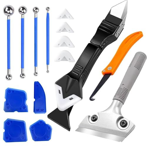 Silikonfugenentferner Werkzeug Set,5 in 1 Silikon Abzieher und Silikonentferner Werkzeug Set,Silikon fugenglätter,Fugenkratzer,Silikonfugen Abzieher,Fugentorpedo Set