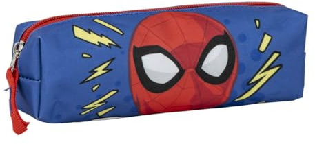 CERDÁ LIFE'S LITTLE MOMENTS Rechteckiges Federmäppchen von Spiderman, Blau, 20 x 5,5 x 5,5 cm, hergestellt aus Polyester, mit Reißverschluss, Originalprodukt, entworfen in Spanien, blau, Federmäppchen