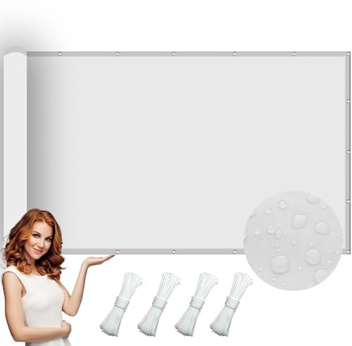 Soleil Tissus Bâche Pare-Soleil 1.2 x 4.5 m Toile Solaire et Ombre de Jardin Filet D'ombrage Rectangle pour Jardin Terrasse Camping, Blanc