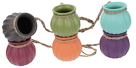 INOOMP 1ensemble Pot Suspendu Céramique avec Corde Jute pour Plantes Succulentes Et Bonsaïs Décoration Murale Intérieure Et Extérieure De Couleurs Différentes Parfait pour Apporter