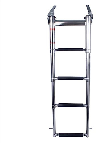 Marine 4 Step Under Platform Boat Ladder Stainless Steel Boarding Telescoping Ladder