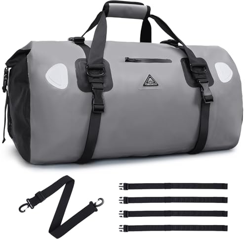 Wasserdichter Rucksack Dry Bag | wasserdichte Reisetasche Rucksack | Roll Top Seesack Wasserdicht für Camping, Motorrad Wasserfeste Tasche, wasserdichte Bootfahren, Kajakfahren, SUP, Grey, 50L
